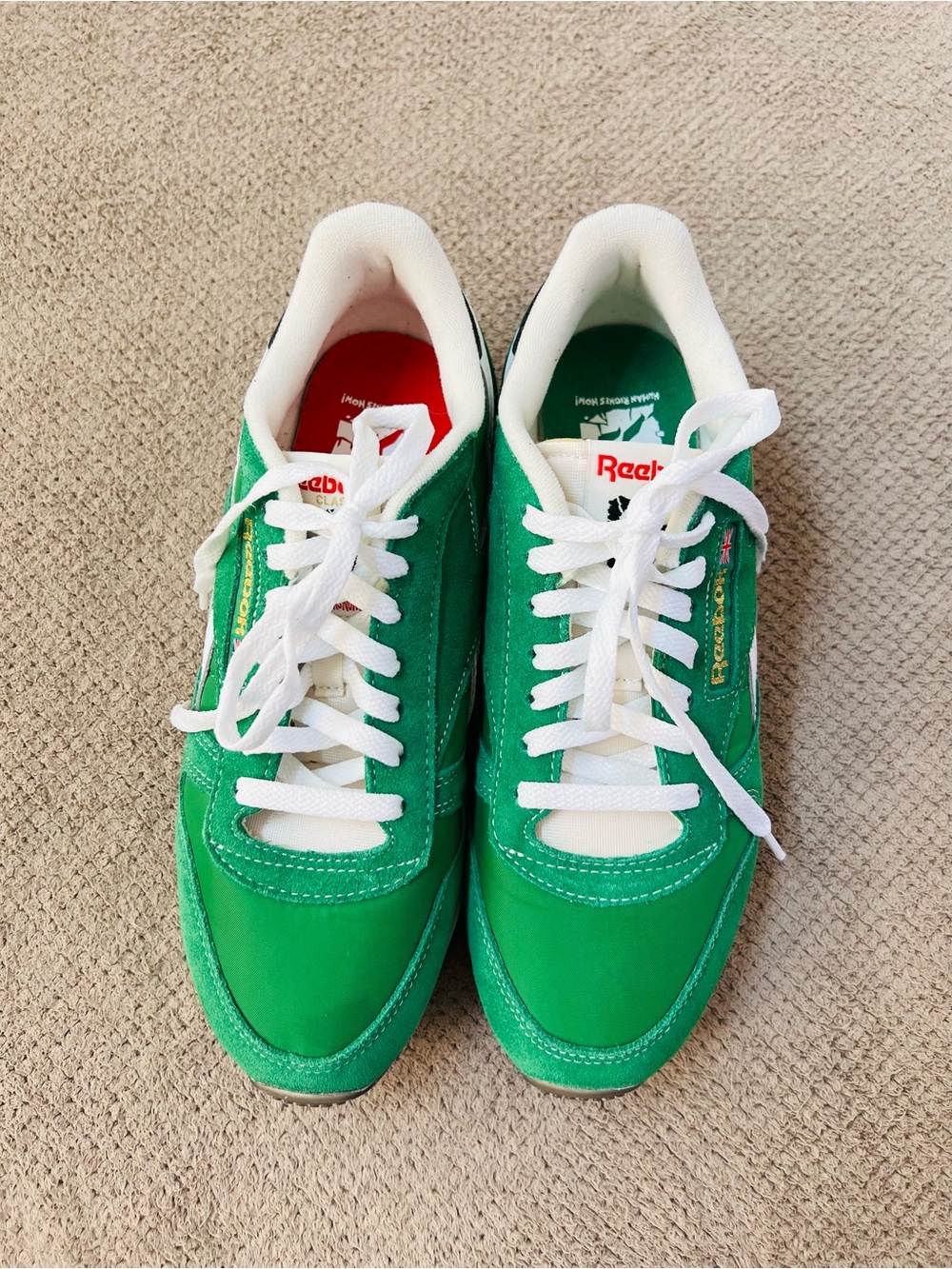 Reebok Human Rights Women’s Size 9 Green Suede Classic Court Low Top Sneakers - Picture 3 of 11